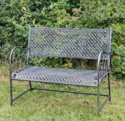 Antique Black Rust Garden Bench, Love Seat, Furniture, Patio Bench, French Style, Farmhouse, Outdoor Seating, Garden Furniture