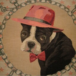 Boston Terrier Al Capone Dog Fashion Tapestry Cushion Sham - thumbnail 2