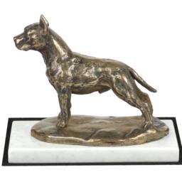 American Staffordshire Terrier, Dog White Marble Base Statue, Limited Edition, Artdog - thumbnail 2