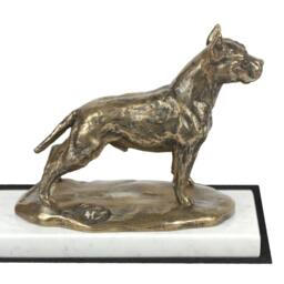American Staffordshire Terrier, Dog White Marble Base Statue, Limited Edition, Artdog - thumbnail 3