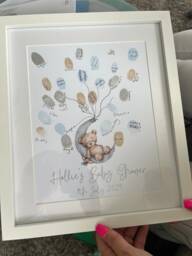 Baby Boy Girl Any Colour Wording Bear Shower Birthday Party Baptism Christening Finger Print Guest Book Decor - thumbnail 1