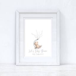 Baby Boy Girl Any Colour Wording Bear Shower Birthday Party Baptism Christening Finger Print Guest Book Decor - thumbnail 2