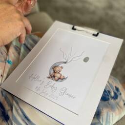 Baby Boy Girl Any Colour Wording Bear Shower Birthday Party Baptism Christening Finger Print Guest Book Decor - thumbnail 3