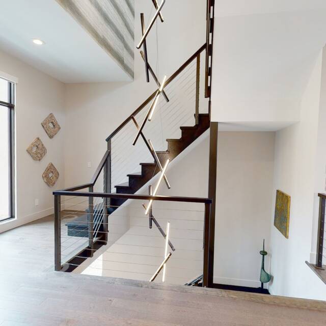 Wooden Long Chandelier For Staircase & Home, Loft Modern Unique Stick Lighting Stairway Fixture, Handcrafted Led Lighting Fixture Dna - image 1