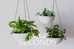 Seconds Hanging Ceramic Porcelain Planter Medium Size, Geometric Faceted Or Smooth Finish, Choose Hemp Leather Cording