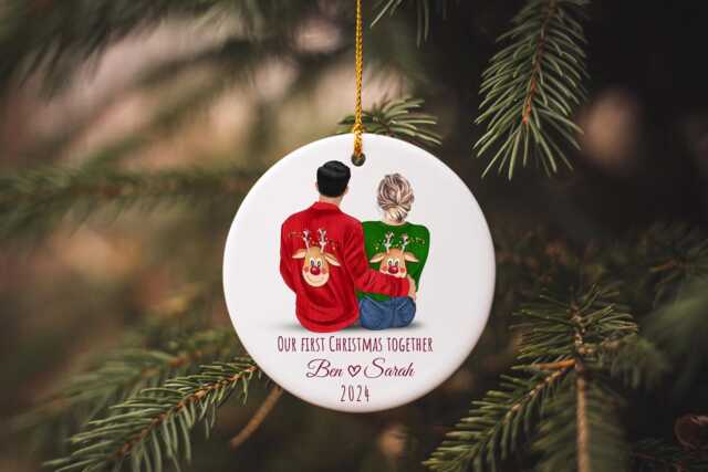 First Christmas Together Ornaments, Ornament Couple 2025, Xmas Family, Customized Ornament, Custom Couple Ornament - image 1