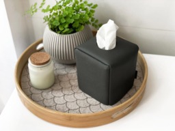 Tissue Box Cover Square/Vegan Leather Napkin Holder Modern - thumbnail 1