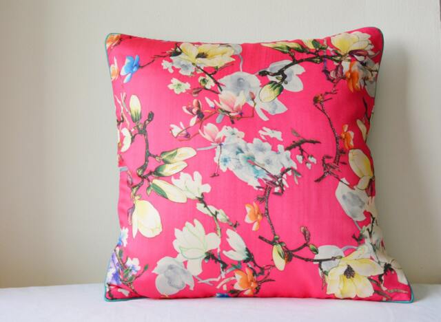 Spring Summer Florals, Pink Floral Print Pillow Cover , Hot Cushion Decorative - image 1