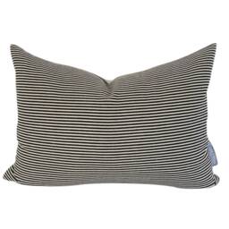 Black Pin Stripe Pillow Cover, Farmhouse Style - thumbnail 2