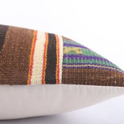 20x20 Vintage Kilim Pillow Cover Striped Turkish Throw - thumbnail 4