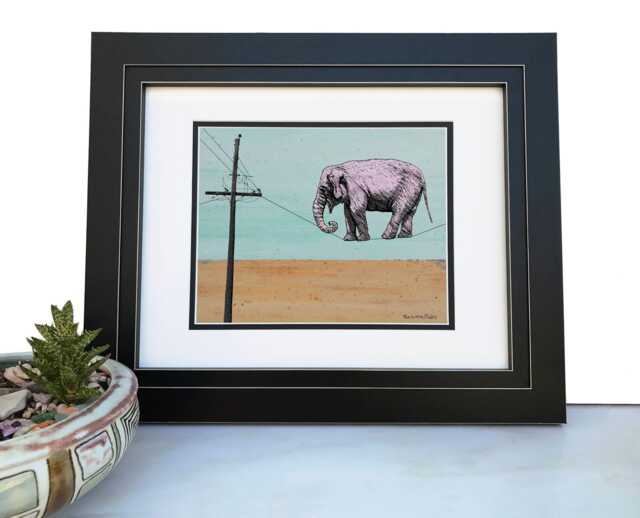 Elephant Art Print - Hand-Drawn Safari Animal Wall Decor Wildlife Gift, Nature Illustration - image 1