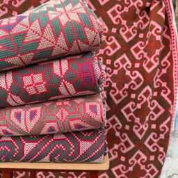 Hand Embroidered Carpet Design Quilt Throw - Cotton Geometric Tribal Bedspread - 150x225cm - thumbnail 2