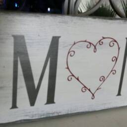 Mom Wood Sign With Heart Wreath Wall Hanging Love Mothers Day Gift Distressed Rustic Mother Birthday Primitive Decor - thumbnail 3
