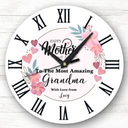 Pink Floral The Most Amazing Grandma Mother's Day Gift Personalised Clock - thumbnail 1