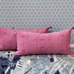 Yakiti-Pink Pack Moroccan Pillows, Aka Cactus Silk Pillow, Decorative Pillows, Sabra Pillows, Moroccan Decor Designer Cactus - thumbnail 2
