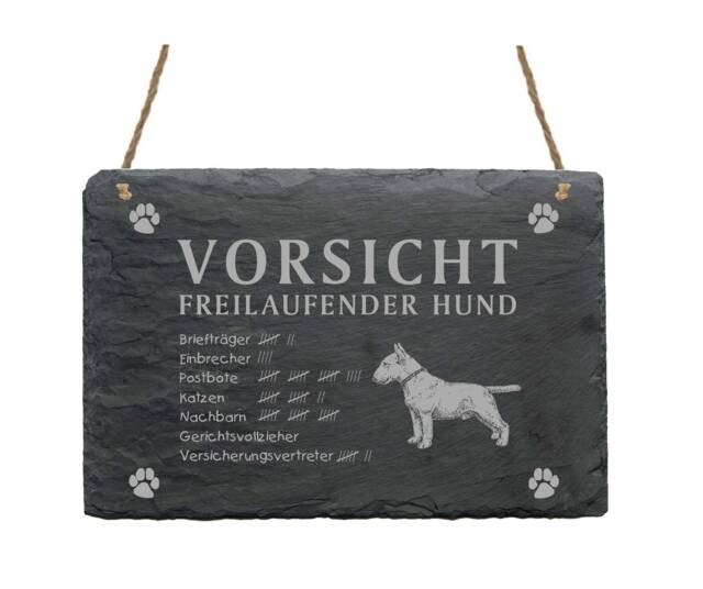 Slate Board ??Bullterrier-Beware - Freewheeling Dog?? Shield Door Dog Dogs Bull Terrier Garden Child Humor Accessories