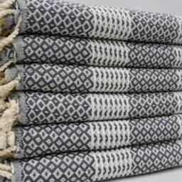 "Handmade Towel, Hammam Towel, Pool Towel, Bath Towel, Turkish Towel, Gray Peshtemal, Spa Towel, 38""x70" - thumbnail 3