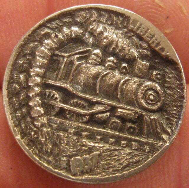 Deep Carved Hobo Nickel, Train Related #7