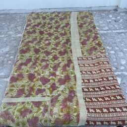 Handmade Cotton Kantha Quilt - Colorful Block Print Patchwork Blanket - thumbnail 2