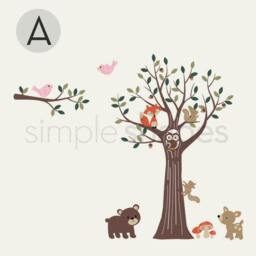 Woodland Forest Friends Tree Wall Decals - Kids Nursery Decor - thumbnail 2