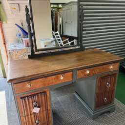 Beautiful Old Charm Linenfold Dressing Table Vintage Hand Painted Fusion Mineral Paint - thumbnail 4