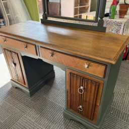 Beautiful Old Charm Linenfold Dressing Table Vintage Hand Painted Fusion Mineral Paint - thumbnail 3