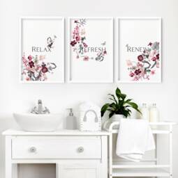 Bathroom Wall Decor, Home Decor Bathroom, Spa Guest Print Set Of 3, Bohemian Relaxation Gifts For Mothers - thumbnail 1