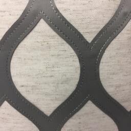 Gray Geometric Embroidered Pillow Cover - Linen Cotton Blend - thumbnail 3
