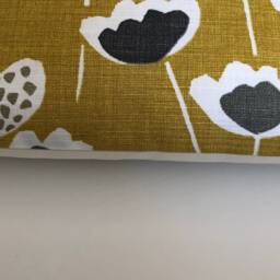 Floral Cotton Blend Cushion Covers Saffron Yellow & Grey - Set Of 2 - 18 - thumbnail 3