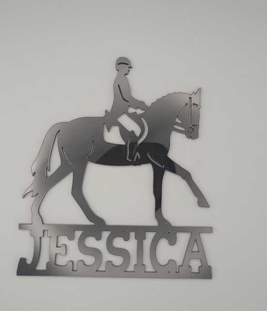 Personalised Horse Riding Sign, Dressage, Kids Decor, Bedroom Name Sign Name, Door Or Wall Hanger in Acrylic Wood Kids' Rooms - image 1