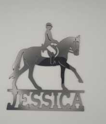 Personalised Horse Riding Sign, Dressage, Kids Decor, Bedroom Name Sign Name, Door Or Wall Hanger in Acrylic Wood Kids' Rooms - thumbnail 1