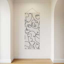 Abstract Faces Tapestry - Wall Hanging Unique Art - thumbnail 2