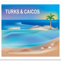 Turks & Caicos Poster Art, Map, & Travel Art Print, Retro Caribbean Poster, Wedding Beach - Style E8-O-Tur - thumbnail 3