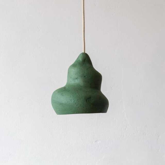 "Small Green Hanging Lamp Made Of Paper Mache, Modern Pendant Light ""Afrodita Green" - image 1