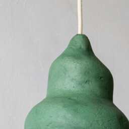 "Small Green Hanging Lamp Made Of Paper Mache, Modern Pendant Light ""Afrodita Green" - thumbnail 4