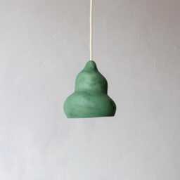 "Small Green Hanging Lamp Made Of Paper Mache, Modern Pendant Light ""Afrodita Green" - thumbnail 3