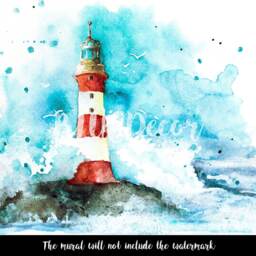 Lighthouse Watercolor Removable Wallpaper, Wall Decor, Self Adhesive, Peel & Stick, Repositionable, Covering, Mural #75 - thumbnail 3