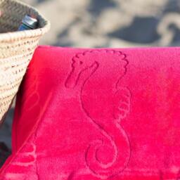 Sandori Beachrelaxer?? Beach Towel, Sheet, Bath Towel With A Removable Pillow - Fuchsia/Pink 100% Cotton Velour - thumbnail 3