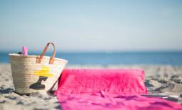 Sandori Beachrelaxer?? Beach Towel, Sheet, Bath Towel With A Removable Pillow - Fuchsia/Pink 100% Cotton Velour