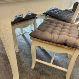 Sold Wooden Large Dining Table & Four Chairs. Cream & Wood Elegant Ornate Shabby Chic Style. 4 Or 6 Seater - thumbnail 4