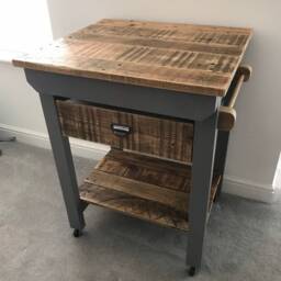 Handmade Solid Wood, Butcher Block Kitchen Island Drawer, Towel Rail, One Shelf - thumbnail 3
