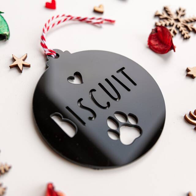 Personalised Pet Christmas Bauble Dog Paw Ornament - image 1