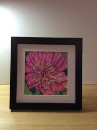 Framed & Matted Peony With Ant Art, Shelf Wall Hanging, Original Prismacolor, Garden Lover, Flower, Botanical Decor - thumbnail 1