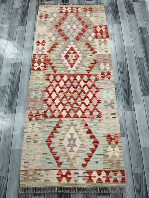 Heritage Tribal Runner, Handmade Artisan Afghan Turkish Scandinavian Navajo Bohemian Flatweave Wool Multicolour Kilim Runner Rug 200x83 cm - image 1