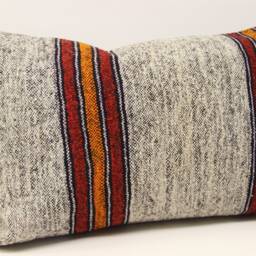 Turkish Kilim Pillow Cover 16x24, Wool Lumbar Cushion - thumbnail 2