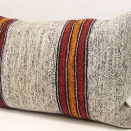 Turkish Kilim Pillow Cover 16x24, Wool Lumbar Cushion - thumbnail 3