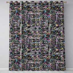 Splatter Paint Typography Multicolour Black Motivational Word Readymade Eyelet Ring Top Thermal 100% Blackout Curtains - thumbnail 2