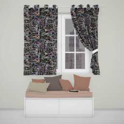 Splatter Paint Typography Multicolour Black Motivational Word Readymade Eyelet Ring Top Thermal 100% Blackout Curtains - thumbnail 1
