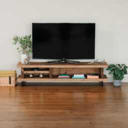 Handmade Rustic Wood Tv Stand, Industrial Media Console With Hairpin Legs - thumbnail 1