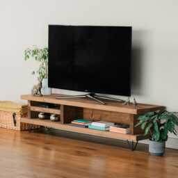 Handmade Rustic Wood Tv Stand, Industrial Media Console With Hairpin Legs - thumbnail 2